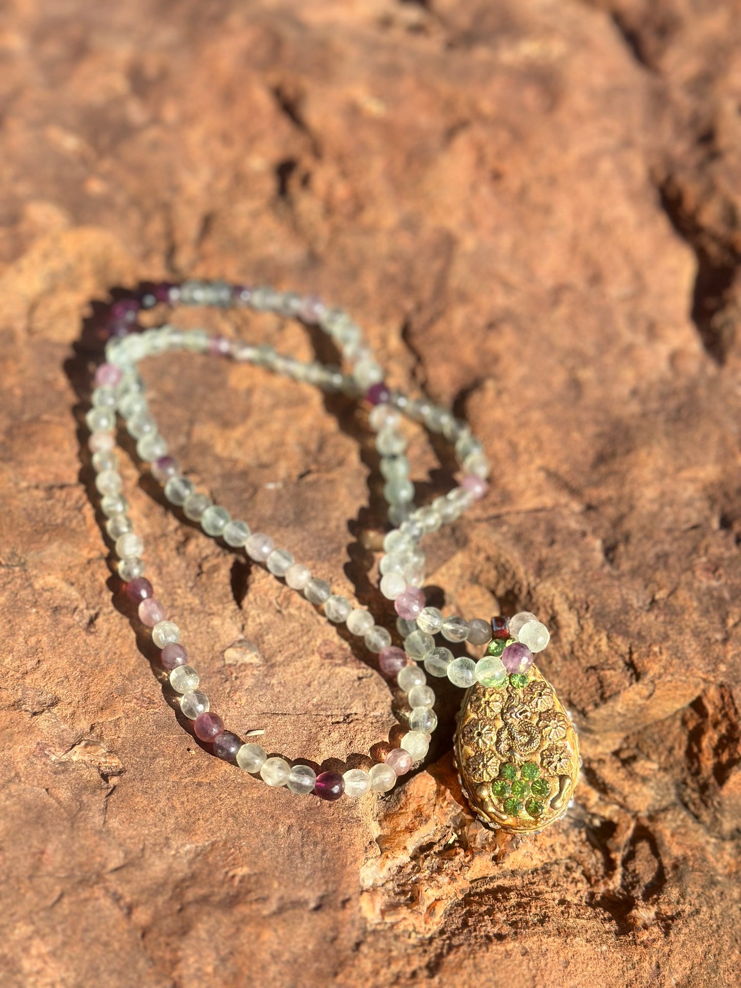 Vintage Amulet with Crystal Necklace