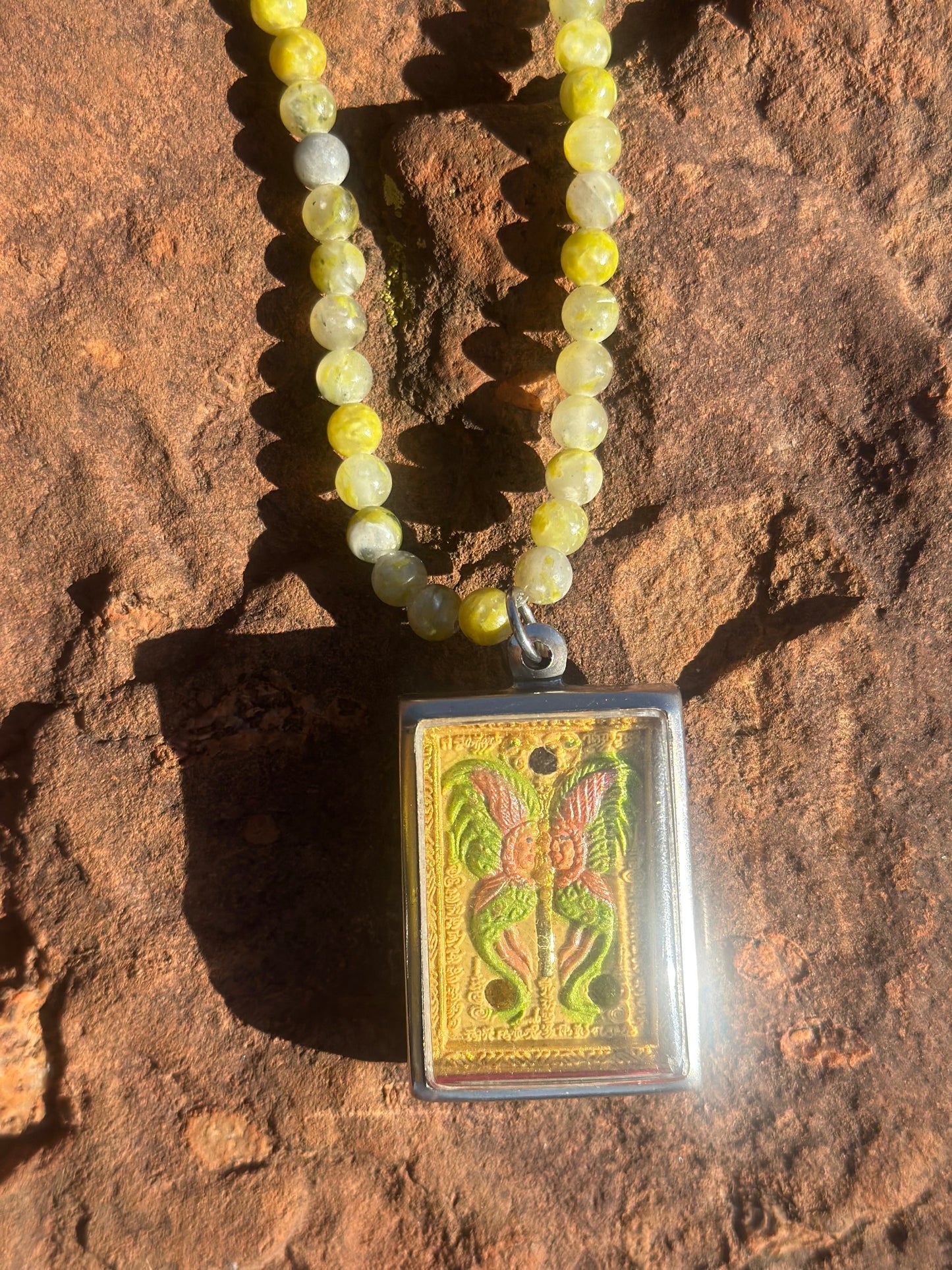 Butterfly Amulet with Crystal Necklace