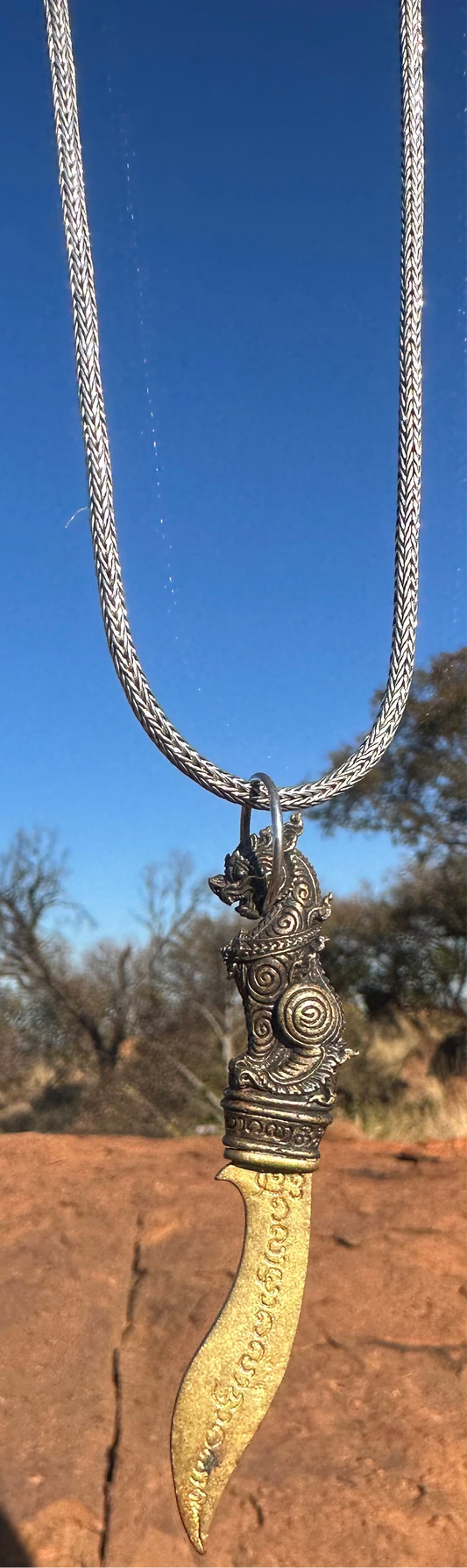 Knife Amulet with Sterling Silver Necklace