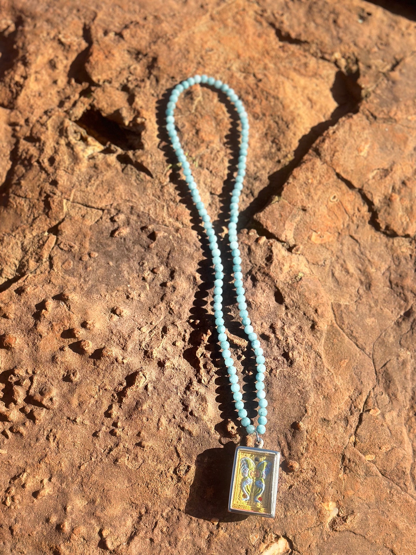 Butterfly Amulet with Crystal Beads