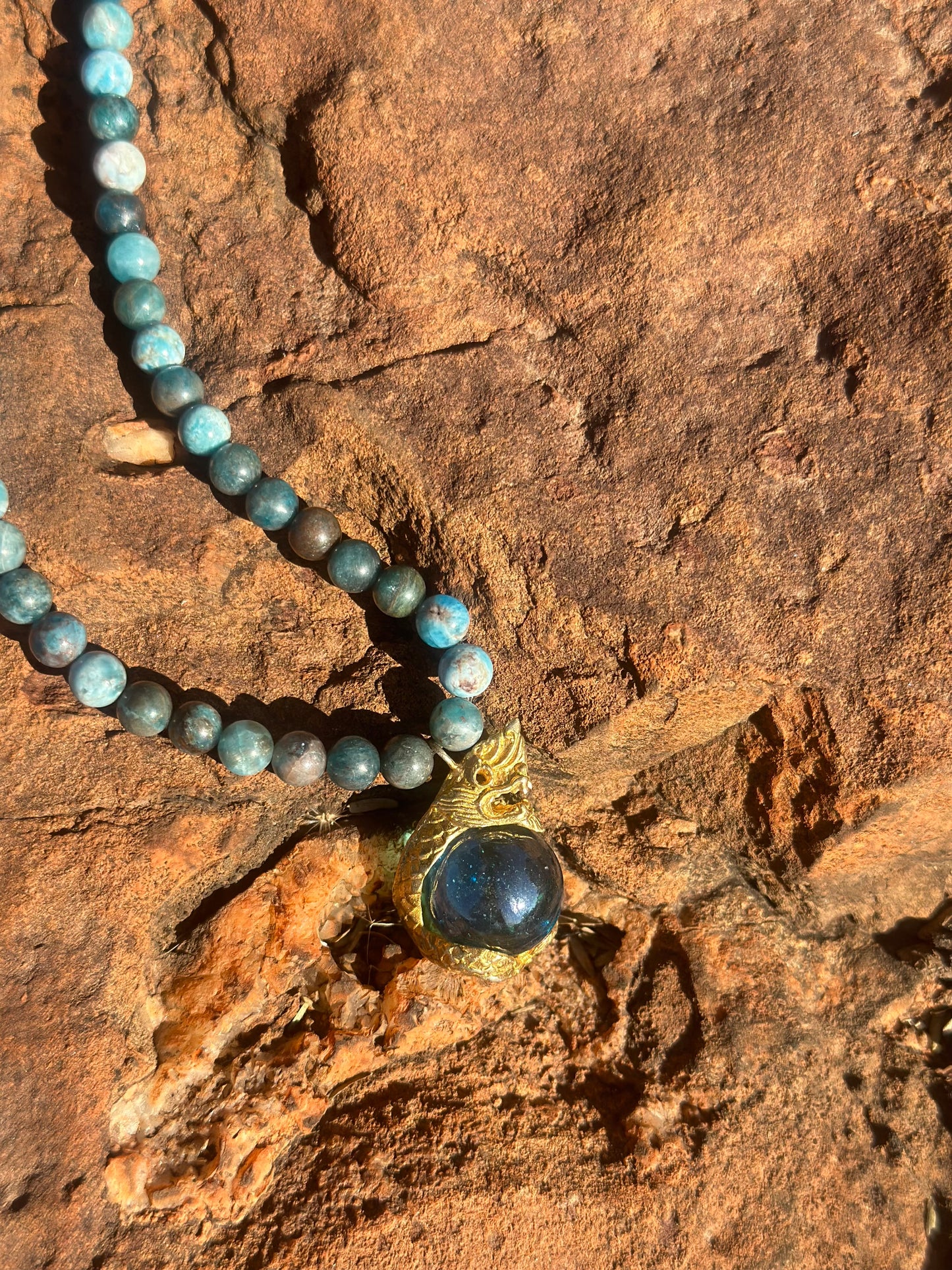 Dragon Amulet with Crystal Necklace