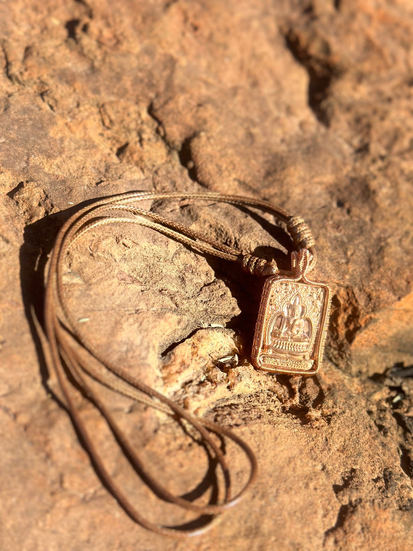 Copper Amulet Pendant With Adjustable Necklace