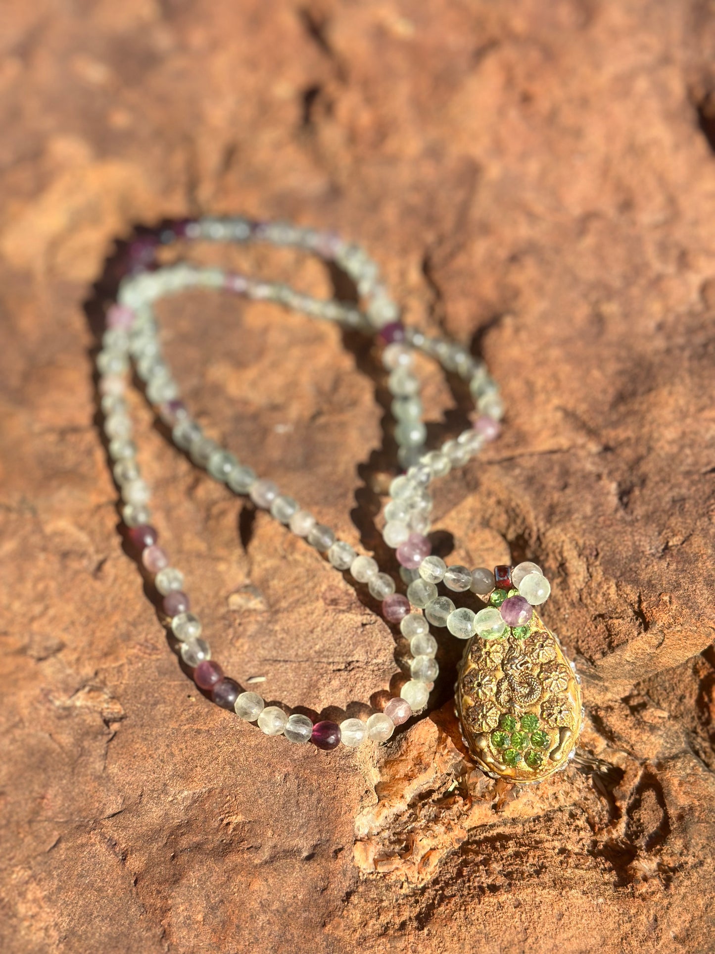 Vintage Amulet with Crystal Necklace