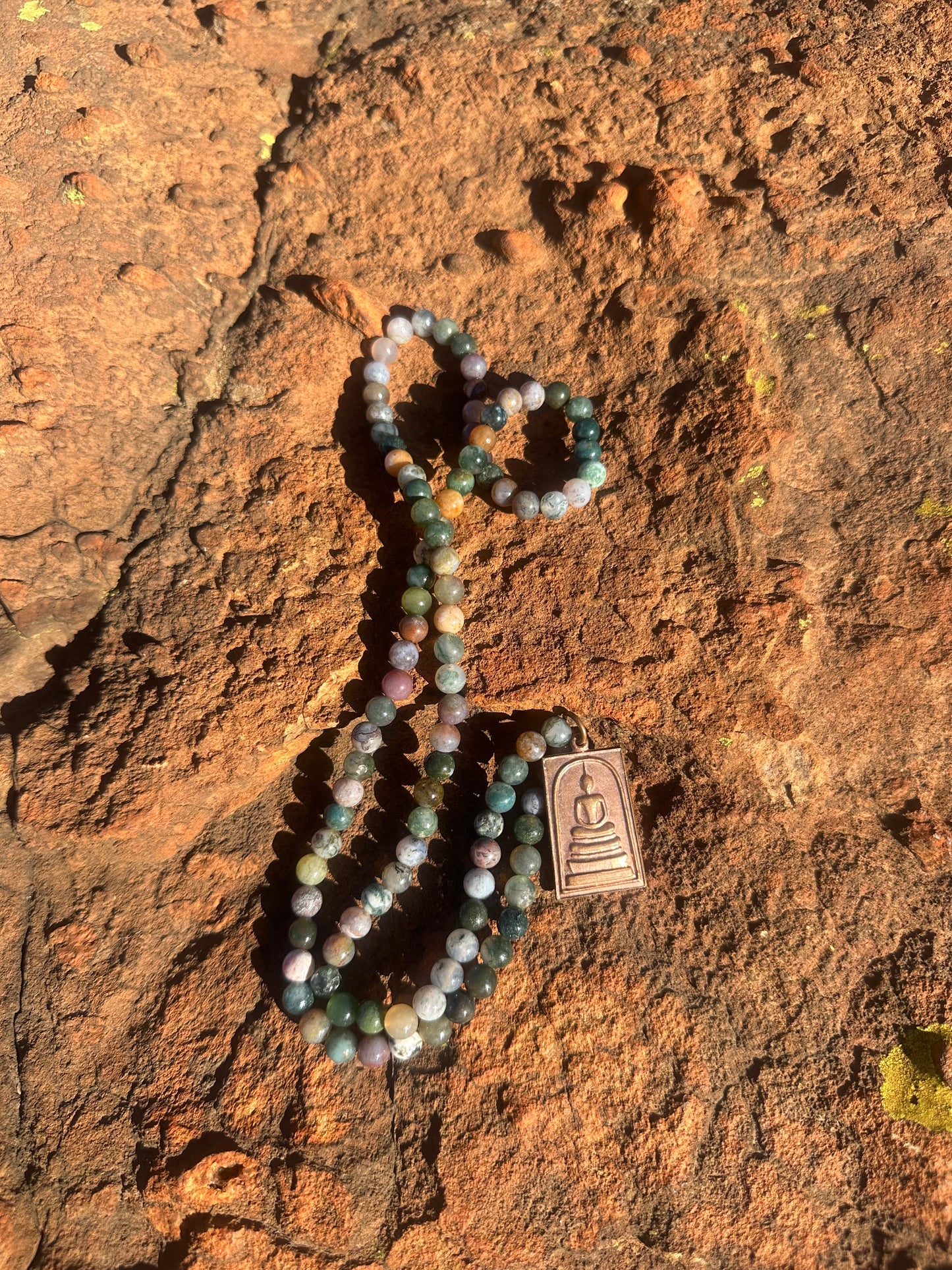 Copper Amulet on Crystal Necklace