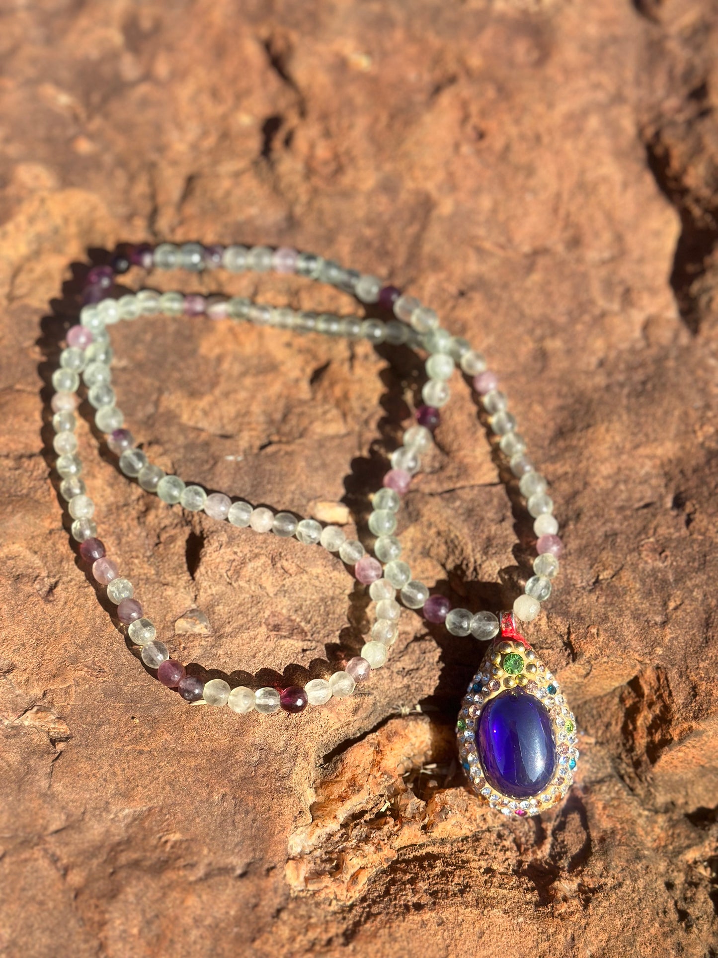 Vintage Amulet with Crystal Necklace