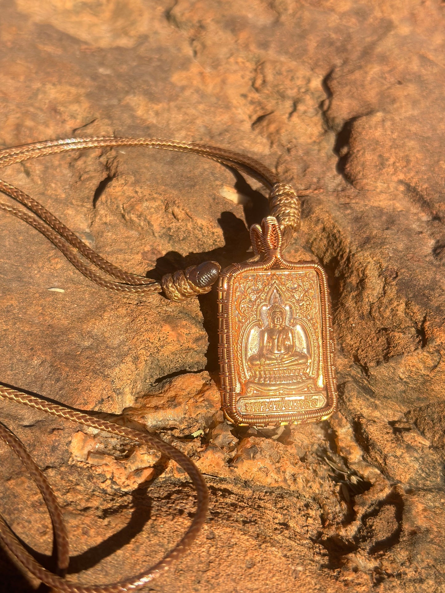 Copper Amulet Pendant With Adjustable Necklace